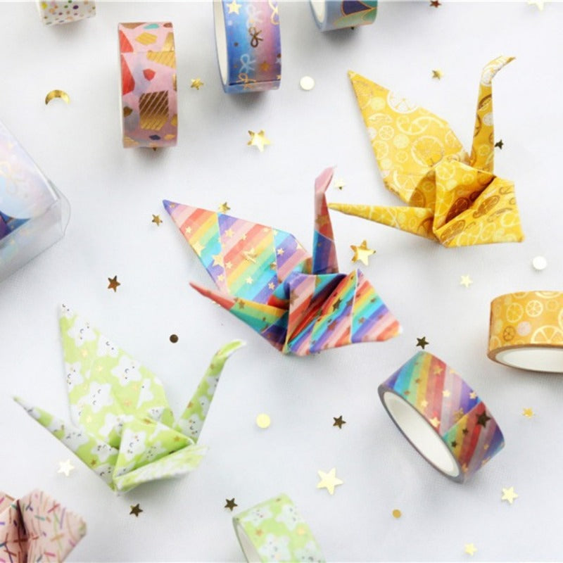 Wholesale DIY 12 Rolls Cute Candy Colored Hot Stamping Ledger Decoration and Paper Tape